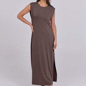 Womens Maxi Dresses 2025 Summer Casual Cap Sleeve Crew Neck
